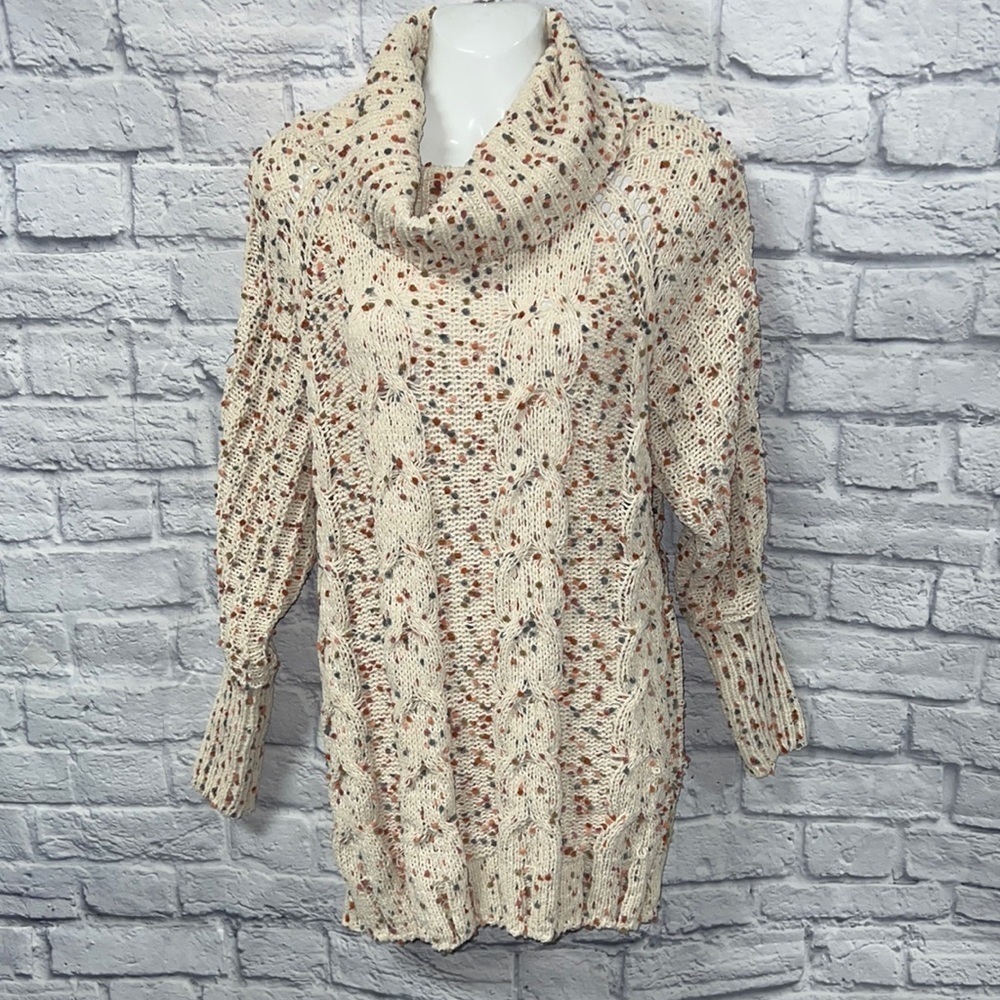 Moon & Madison oversized Speckled Cable Knit Cowl Neck Sweater S